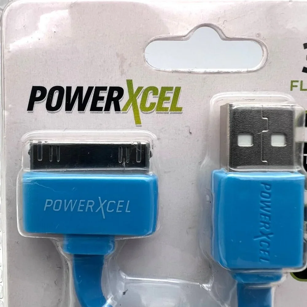 PowerXcel 3ft Flat 30-Pin To USB Sync & Charge Cable For iPhone/iPad/iPod New